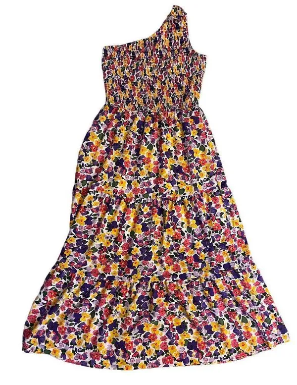 BTFBM Floral Flowy Beach Boho One Strap Maxi Dress Size Small - Image 3