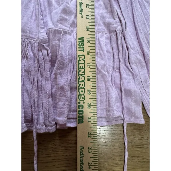 American Eagle Women Sz Medium Blouse Long Sleeve‎ Tie Lightweight V Neck Preppy - Image 4