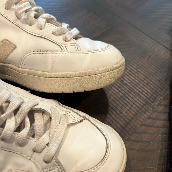 Veja V-12 Leather Sneakers in Extra-White/Sable 7 women - Image 9