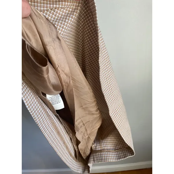 Wilfred Aritzia Brown Gingham Plaid Mini Dress Square Neck Smocked Back Size 8 - Image 4