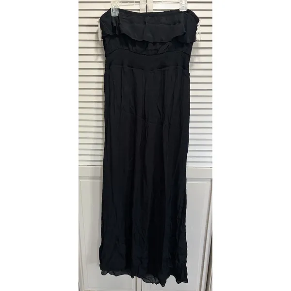 No Boundaries Black Strapless Lined Maxi Dress Size 2XL NWT Ruffle Crochet Detail - Image 3