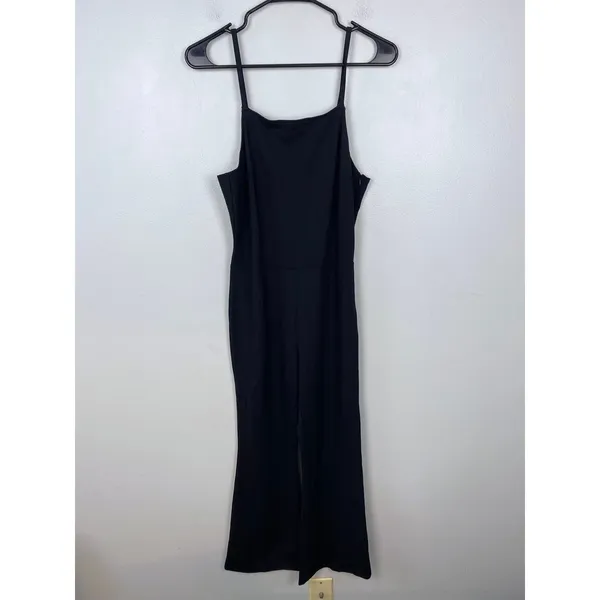 Leith Black Sleeveless Jumpsuit Square‎ Neck Wide Leg Spaghetti Straps Medium - Image 2