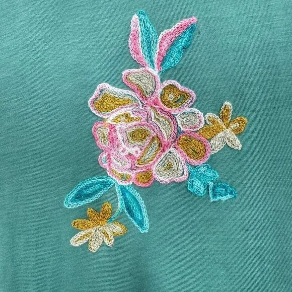Figueroa & Flower Size Large Green Floral‎ Embroidered Collared A Line Dress - Image 6