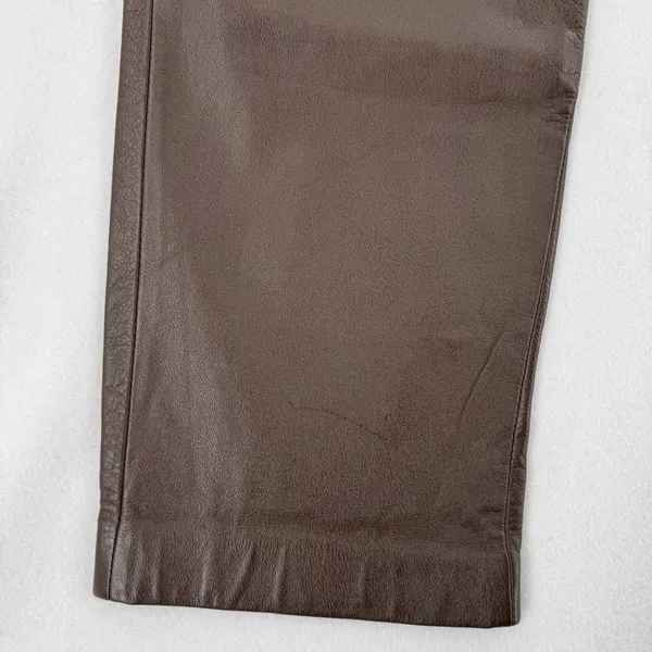 MixIt Vintage Brown Genuine Leather Pants Women 12 High Rise Straight Leg 90s - Image 5