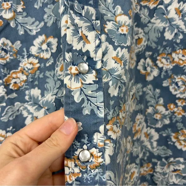 Vintage Sears Authentic Western Wear Pearl Snap Floral Button Down Shirt Size L - Image 5