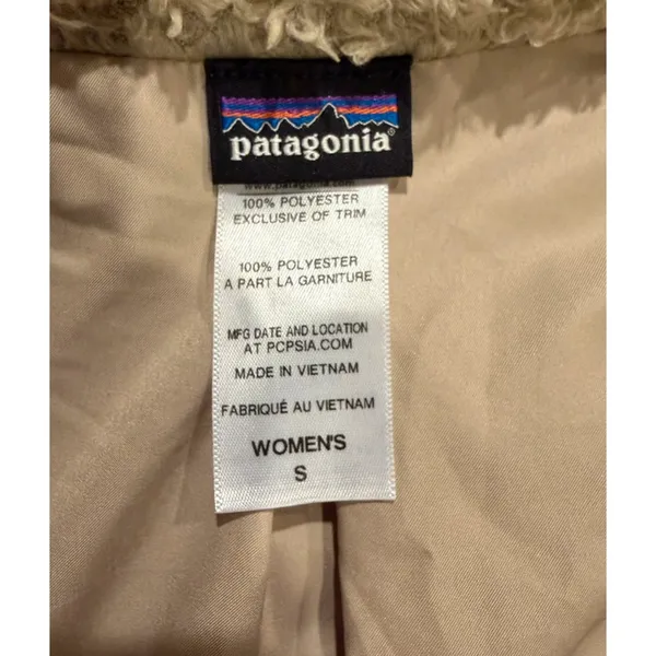 Patagonia Los Gatos Teddy Fleece‎ Zip Jacket Womens S Beige Tan 25210 FA14 - Image 5