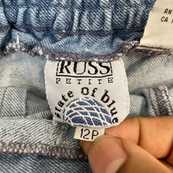 Vintage Russ State Of Blue Denim Skort Women 12 Petite 90s Light Wash - Image 3