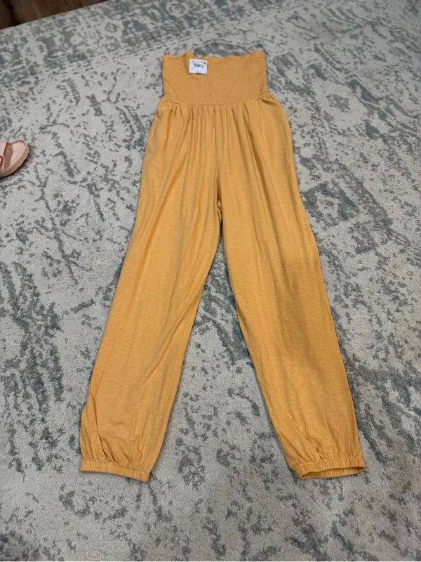 American Eagle Strapless Smocked Jumpsuit Faded Orange M NWT - Image 2