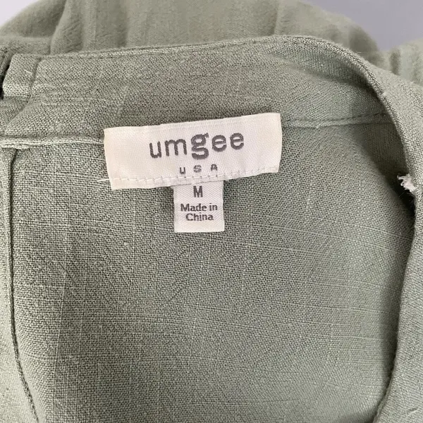 Umgee Tiered‎ Dress Sz MED Sage Green Boho Fringe Peasant Cottage Core - Image 4