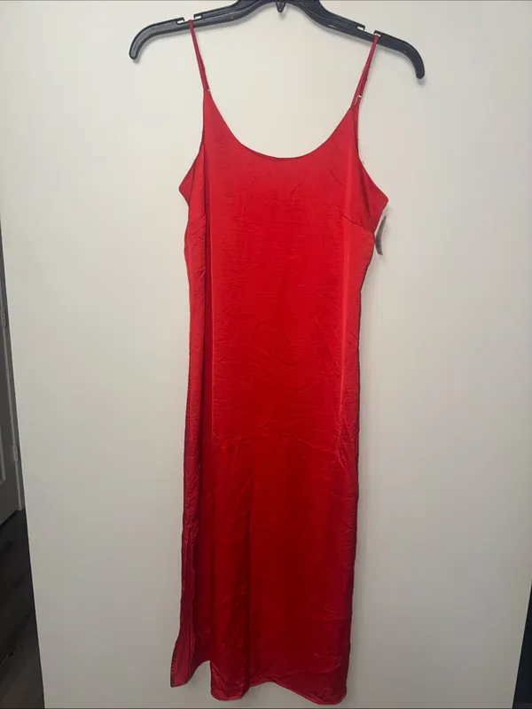 Auden Women’s Red Satin Pajama Chemise Size S - Image 3