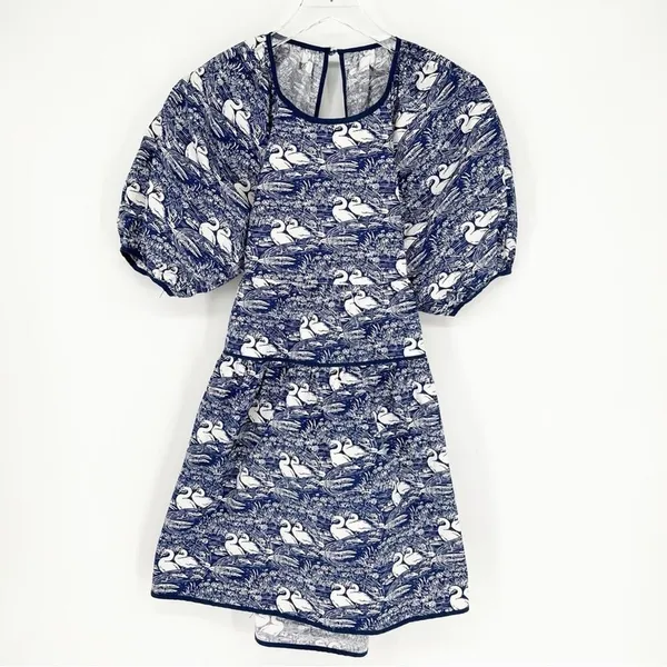 NWT Laura Ashley x Urban Outfitters Swan Puff Sleeve Mini Dress‎ XS Cottagecore - Image 2
