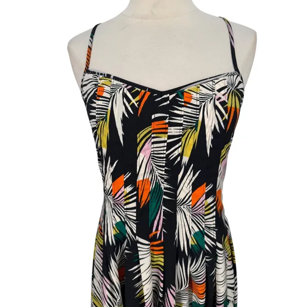 NWT Banana Republic Strappy Pintuck Maxi Dress Tropical Palm Leaf Print‎ Size 0 - Image 10