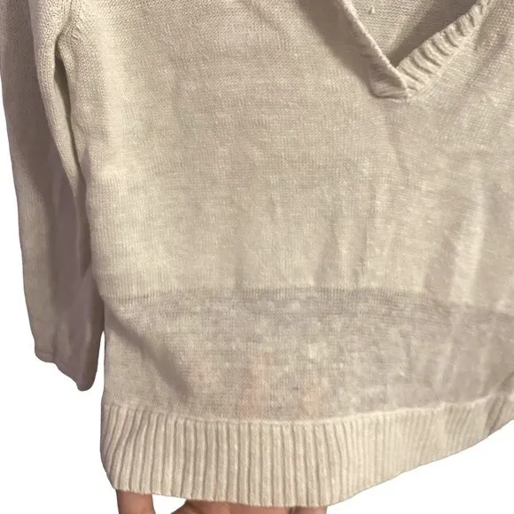 Alice + Olivia 100% Linen Beige‎ Crop Beach Sweater Size XS - Image 4