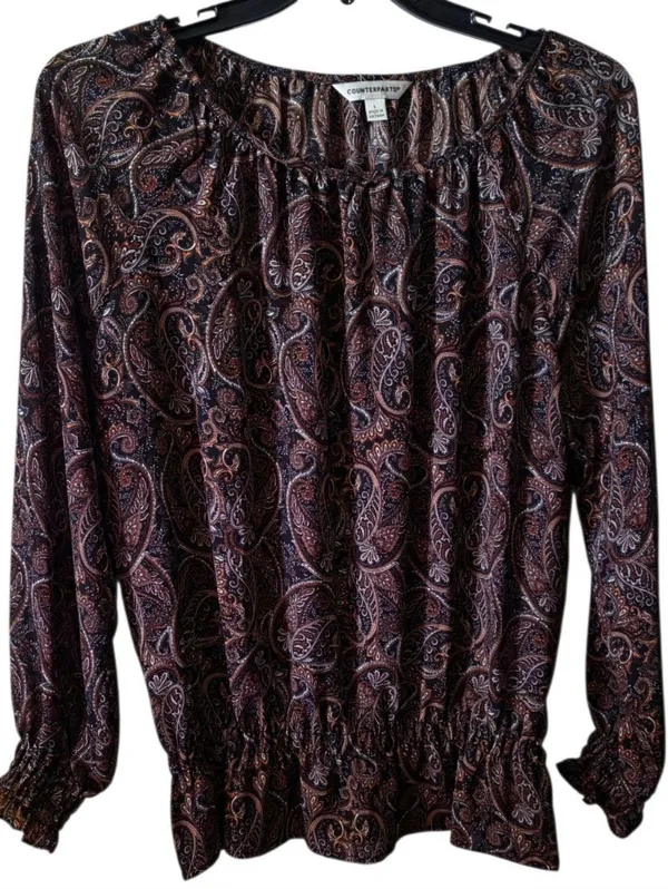 Counterparts Long Sleeve Paisley Print Blouse Size Large - Image 2