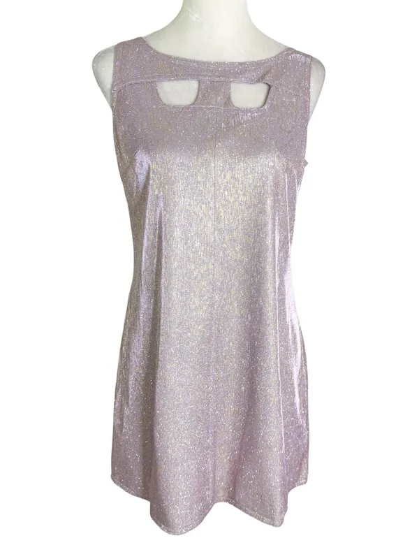 NWT Lili Sidonio x Molly Bracken Iridescent Cut Out Mini Dress in Lilac Size S - Image 4