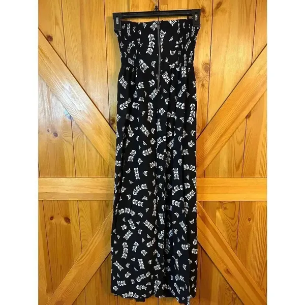 Fire Los Angeles Black White Pattern Strapless Zip Up Maxi Dress Size Small (890 - Image 6