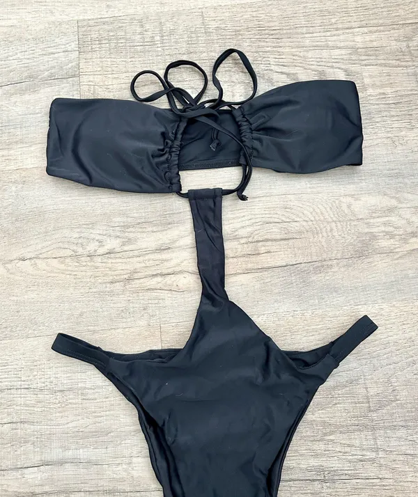 Matte Collection black cut out one piece bikini size M. - Image 3