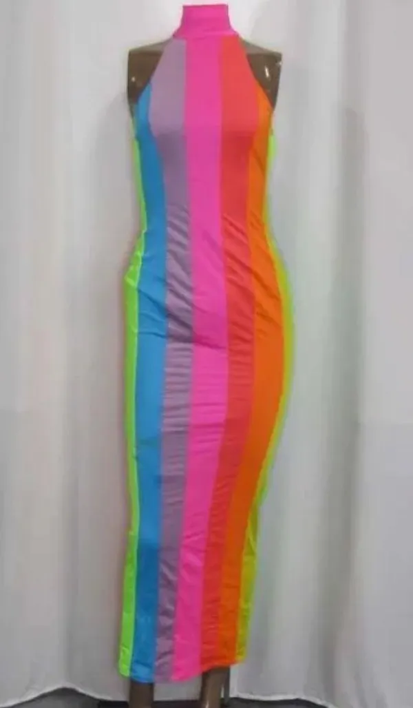 Revolve NWT New Arrivals Women's US S/EU 34 Iggy Dress In Cova Santa Rainbow. - Image 5