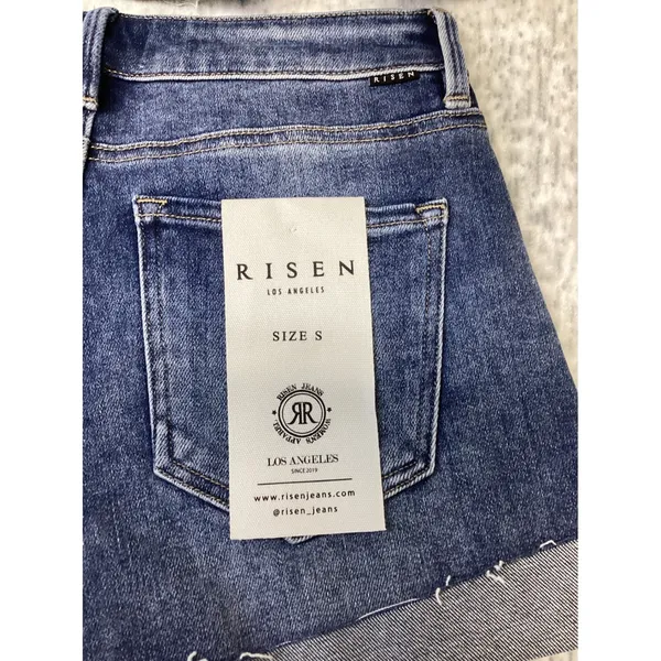 Risen Jeans Womens Medium Wash Cuffed Mid Rise Denim Shorts RDS6459 Size S - Image 8