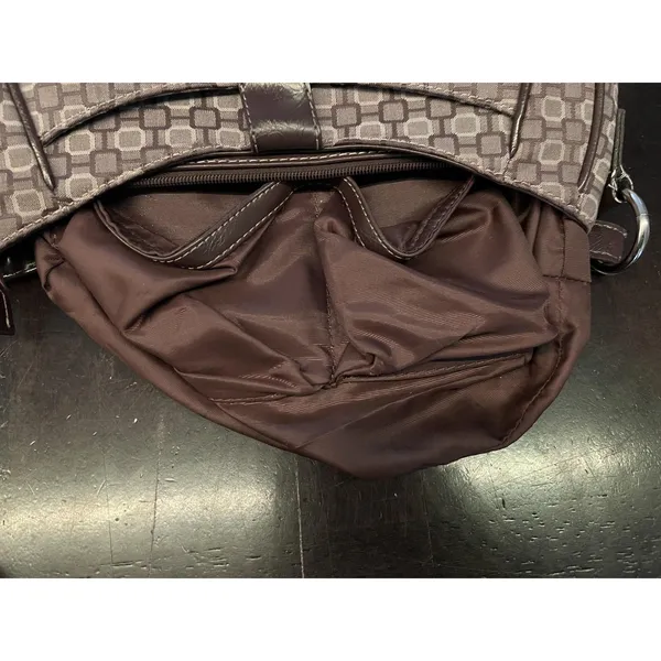 Nine West Shoulder Bag Womens Small Brown Geometric Faux Leather Purse Buckle - Image 14