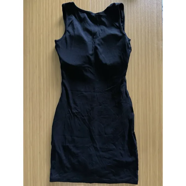 Popilush NWT Shapewear Modal Sculpting Mini Tank Dress Medium Black Ribbed Knit - Image 11
