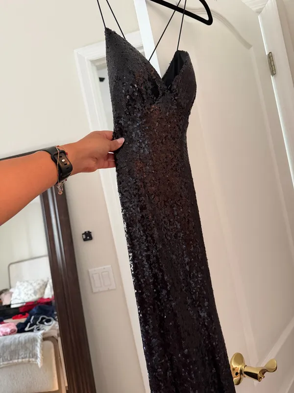 B Darlin Sequin Dress Black - Image 4