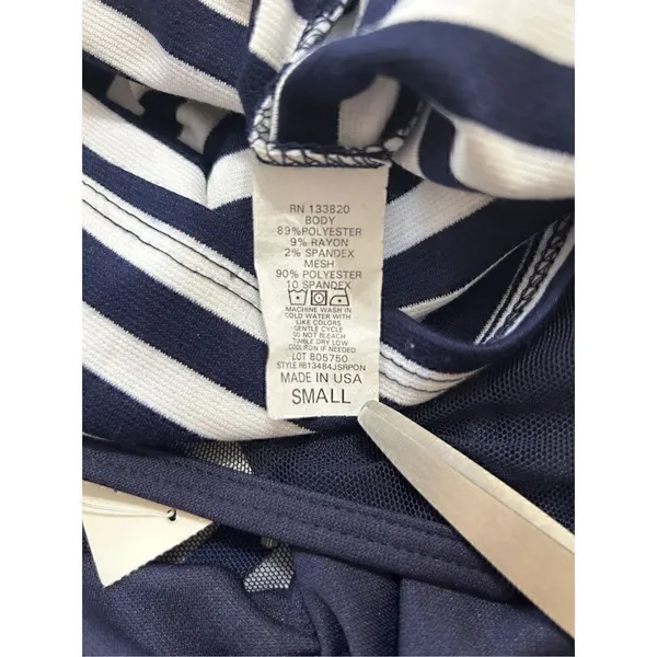Womens Cocktail Party Mini Dress Navy White stripe size Small NWT - Image 4