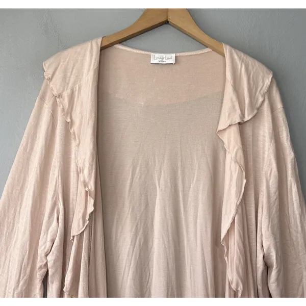 Romantic Cardigan Size XL Plus 1X ? Blush Pink Soft Knit Boho Feminine Ruffled - Image 4