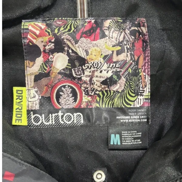 Burton Dryride‎ Puffer Vest Womens Medium Black Multicolor Square Print Hooded - Image 5