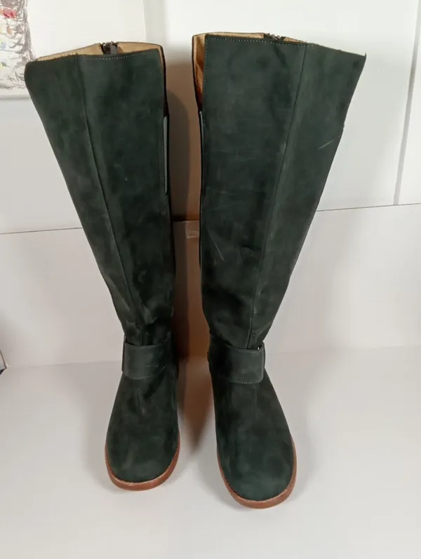 Olukai Holo Lio 11 Riding Boots Dark Shadow Leather Tall Rear Zip Womens 8.5 - Image 4