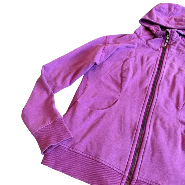 Lululemon On The Daily Zip Down Hoodie Sweater Hooded Ultra Violet Purple Sz 12 - Image 4