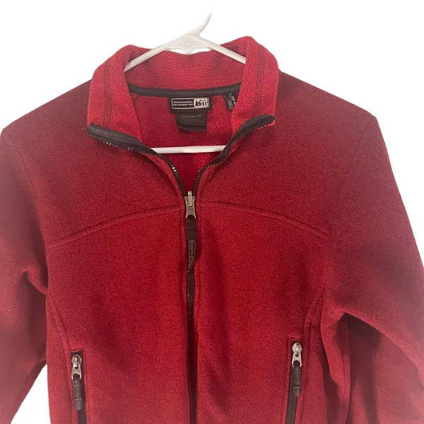 REI Thermal Pro Women's Size XS‎ Red Fleece Zip Up Outdoors Sweater Jacket - Image 2