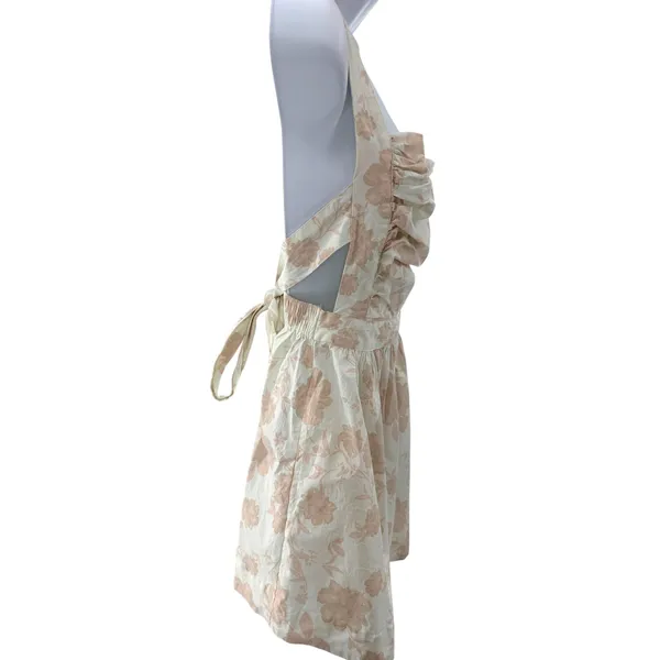 Free People Meet Me in Maui Floral Ruched Mini Dress Ivory Pink Open Back Jumper - Image 4