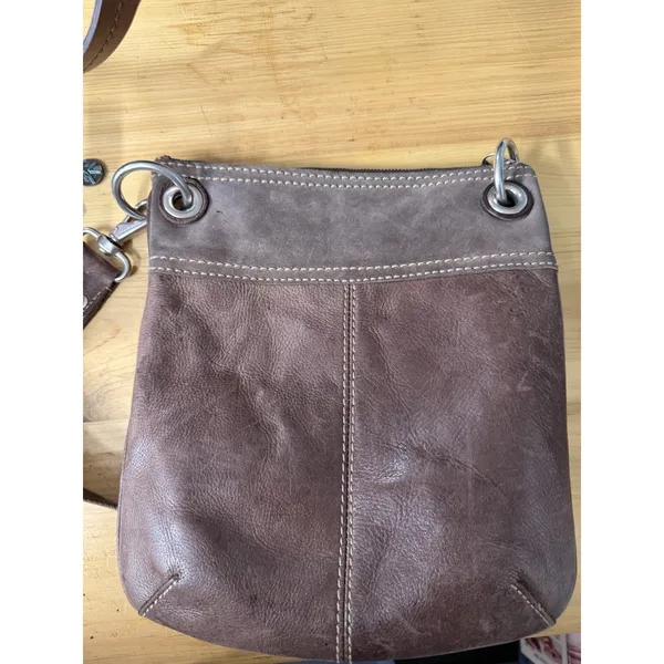 Vintage Fossil Liberty Crossbody Bag‎ Purse Brown Genuine Leather Adjustable - Image 5