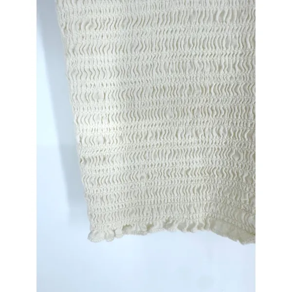 John Galt Brandy Melville Cream Smocked Linen Blend Crop Top Cami One Size - Image 2