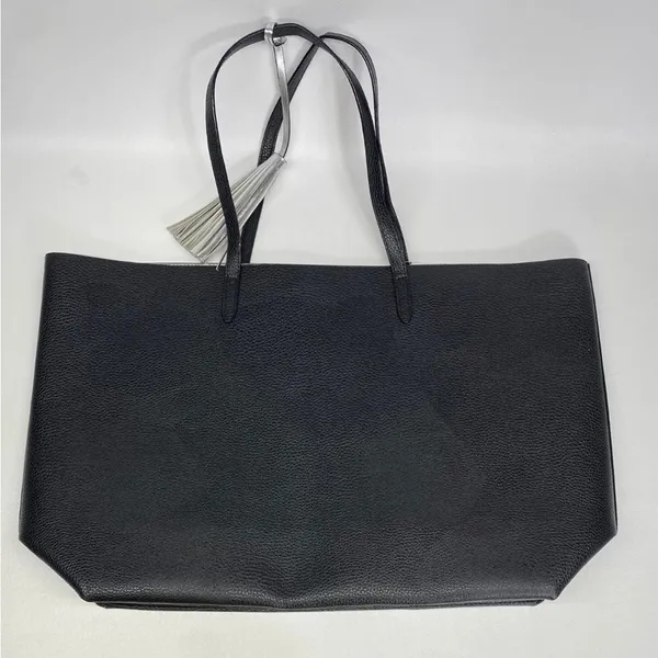 Victoria's Secret Faux Leather Travel Weekender Tote Bag w/ Tassel Black NWT. - Image 3