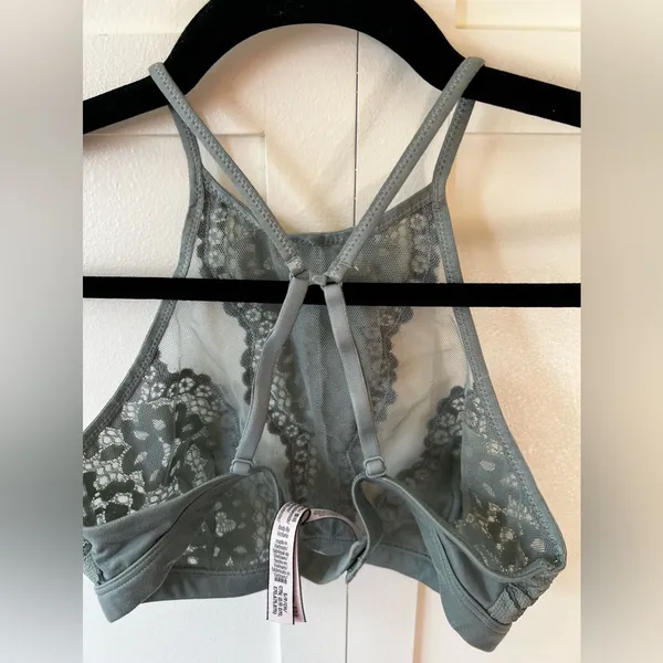 Victoria’s Secret High‎ Neck Lace Embroidered Mesh Cano Spaghetti Strap Bra Sz S - Image 12