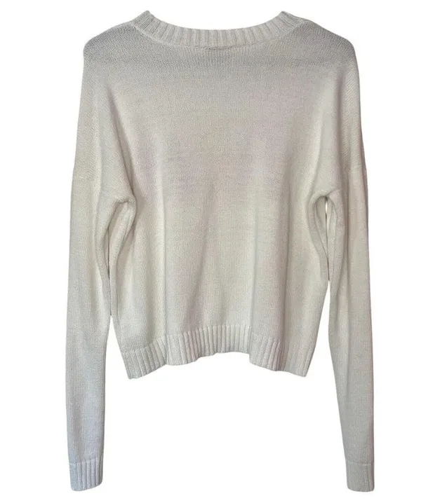 Show me your Mumu Sweater White Cropped Knit Vacay Varsity Crop Graphic Colorful - Image 2
