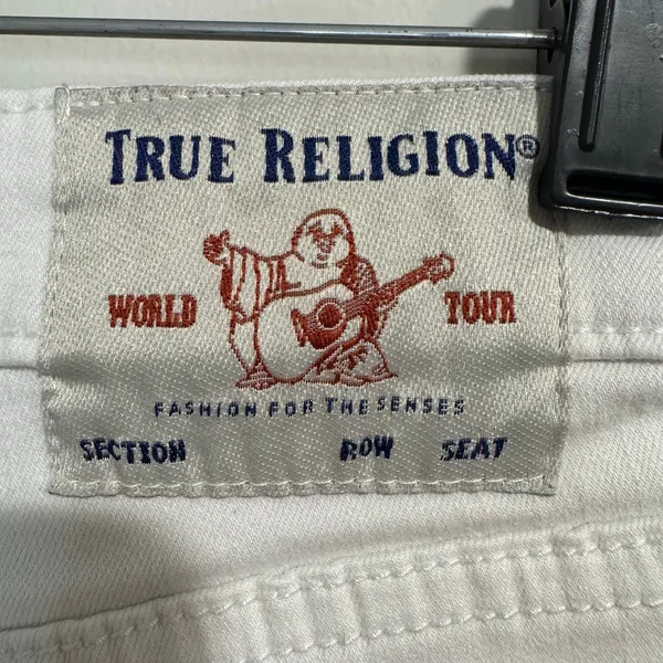 True Religion White Denim Jennie Curvy Mid Rise Shorts Cotton Womens Size 27/4 - Image 4
