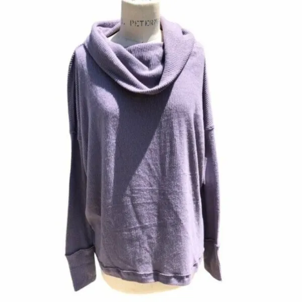 Free People Long Sleeve Ribbed Sweater Top Purple XS - Image 5