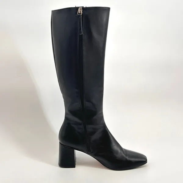 SVEGAN Knee High Boots Women's Black Vegan Leather Block Heel Made‎ in Spain 9.5 - Image 7