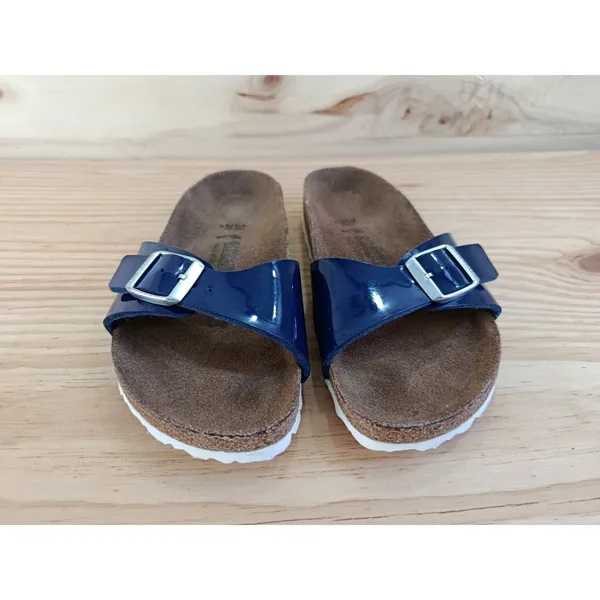 Birkenstock Madrid Blue Patent Sandals Size EU 36 US 5.5 Slightly Used - Image 6