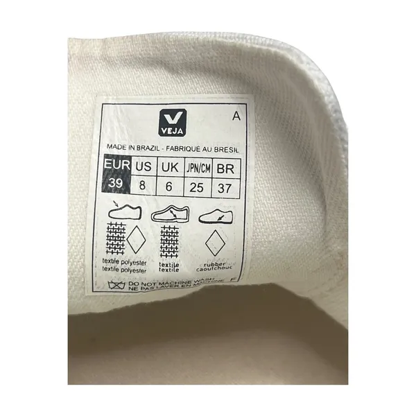 VEJA Campo Canvas Sneakers Shoes Womens 8 White Pink Lace Up Tennis Preppy - Image 3