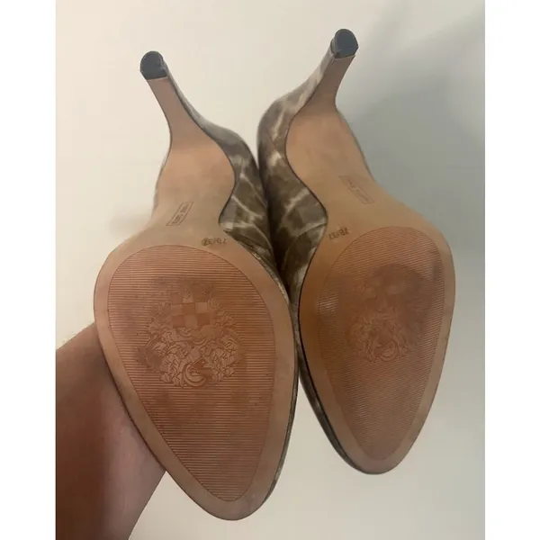 Vince Camuto Faliat‎ Pumps Womens 7B Brown Giraffe Patent Heels Very Good - Image 8