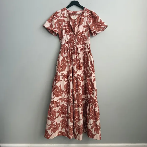 Anthropologie Somerset Maxi Dress in Neutral Floral Dot Size Small - Image 3