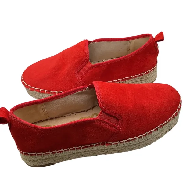 Sam Edelman Carrin Red Suede Espadrille Slip On Platform Sneakers Womens‎ 7M 37 - Image 8