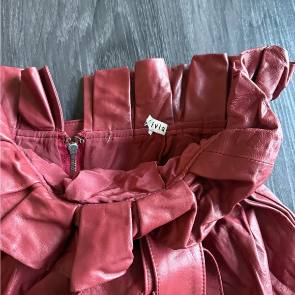Alice + Olivia Deep Red Faux Leather Mini Skirt - Image 6