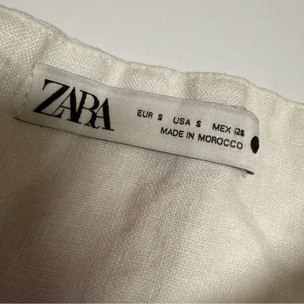 Zara White Linen Crop‎ Top Sz S - Image 7