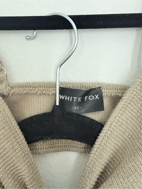 White Fox Boutique Taupe Cutout Knit Midi Dress - Image 5