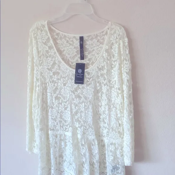 NEW Beautiful LACE NET TOPS XL White from Jessica Simpson, Delicately Beautiful - Image 3